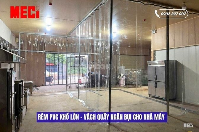 Rèm Nhựa PVC Khổ Lớn Kéo Dạt Giải Pháp Ngăn Lạnh, Bụi Cho Nhà Xưởng