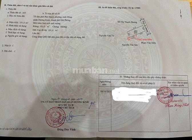 Bán 101m2 đất tại ngõ 31 Phú Hải, Dương Kinh