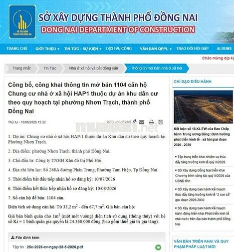 Nhà Ở Xã Hội K-Home Avenue Nhơn Trạch, Đồng Nai vài suất cuối