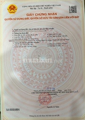Bán nhà mới, hẻm 530 Tỉnh Lộ 10, DT 4.2 x 13m, 2 tấm, 5.3 tỷ. gần Aeon