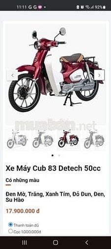 Cub 50 Led 2025 Đỏ Khóa Remote Niền Đúc Thắng Dĩa 