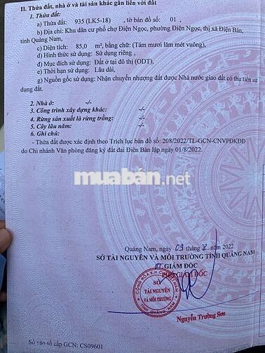 CHÍNH CHỦ CẦN BÁN LÔ ĐẤT KHU ĐÔ THỊ SUNGATE ĐIỆN BÀN ĐÔNG, ĐÀ NẴNG