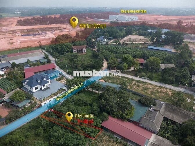 Bán đất tại Thôn Cõi, KCN Tam Dương 1, Phú Thọ, 180m2, mặt tiền 6m.