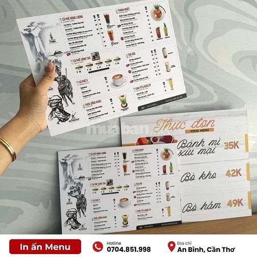 IN MENU TẠI CẦN THƠ GIÁ TỐT IN NHANH LẤY TRONG NGÀY
