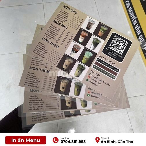 IN MENU TẠI CẦN THƠ GIÁ TỐT IN NHANH LẤY TRONG NGÀY