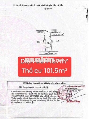 ĐẤT ĐẸP NGANG 7 M ,DT 157 M ,GIÁ CHỈ 3ty650 ,LÁI THIÊU ,TP HCM 