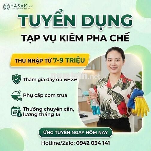 PHÒNG KHÁM DA LIỄU HASAKI_ TUYỂN TẠP VỤ_TÂN PHÚ