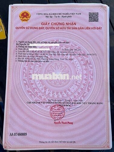 Đất ở đô thị 190m2 full TC - cách KCN Thành Thành Công Trảng Bàng 1km