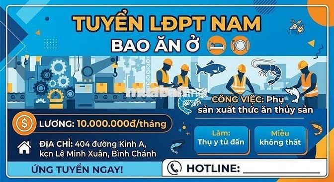 [BAO ĂN Ở] LAO ĐỘNG PHỔ THÔNG NAM BÌNH CHÁNH