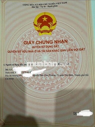 Nhà Mới Xây hẻm xe Ba Gác đường Nguyễn Phúc Chu, phường Tân Sơn ( phư