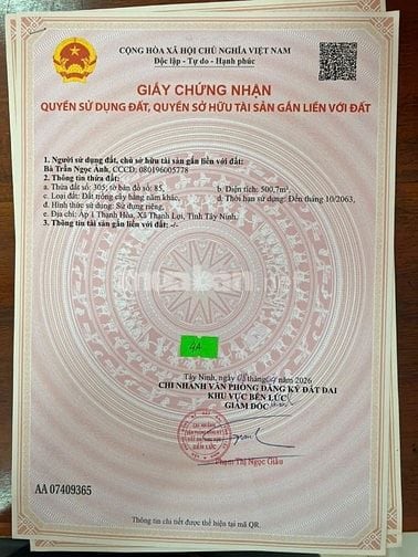 500mv vườn tại đường TL 816, 295 triệu trọn sổ , đường xe 7 chỗ ,