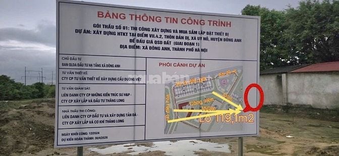 Bán Đất Trung Tâm Đông Anh, Hà Nội, 120m2 Gần Hồ Điều Hòa – Ô tô thông