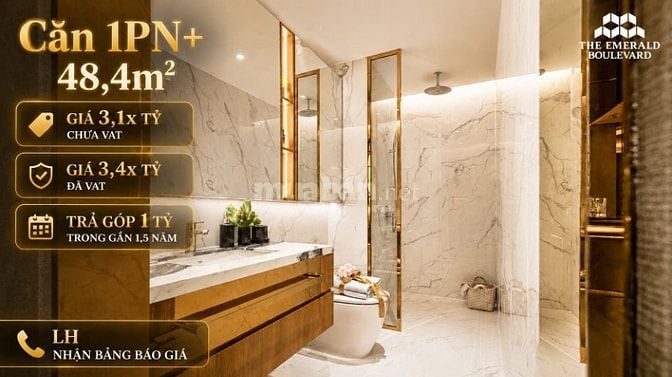 Căn hộ 1PN+ The Emerald Boulevard Đa Năng - Trả chỉ 1 tỷ/gần 1,5 năm