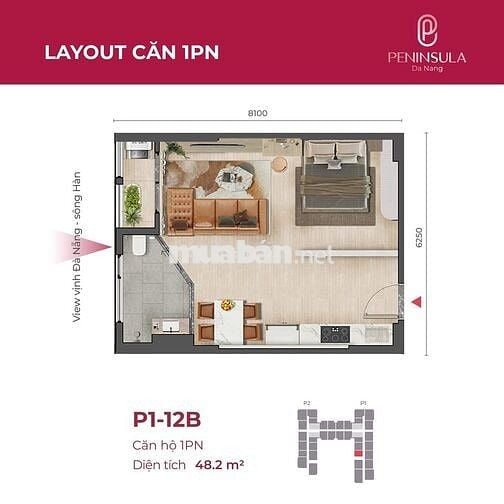 CHỦ BÁN GẤP CĂN 1PN VIEW SÔNG HÀN - TRUNG TÂM TP GIÁ CHỈ 3 TỶ 