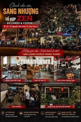 Sang nhượng tổ hợp Billiards & Coffee trung tâm Nha Trang