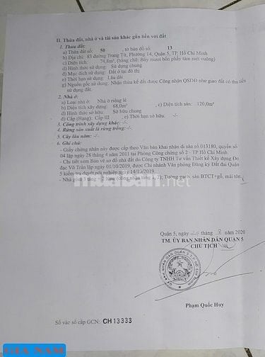 BÁN NHÀ MẶT TIỀN KINH DOANH CHỢ : 83 TRANG TỬ - P. 14 - Q. 5- TPHCM
