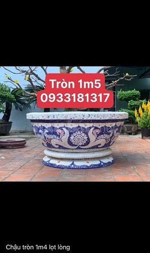 Chậu hoa _ chậu cảnh _ chậu hoa khảm miễng chén dĩa, ghép sành sứ _ ch