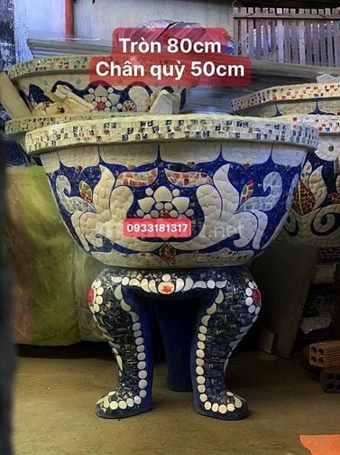 Chậu hoa _ chậu cảnh _ chậu hoa khảm miễng chén dĩa, ghép sành sứ _ ch