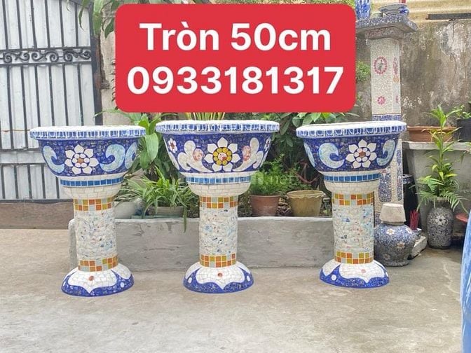 Chậu hoa _ chậu cảnh _ chậu hoa khảm miễng chén dĩa, ghép sành sứ _ ch