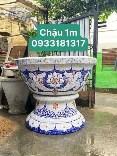 Chậu hoa _ chậu cảnh _ chậu hoa khảm miễng chén dĩa, ghép sành sứ _ ch