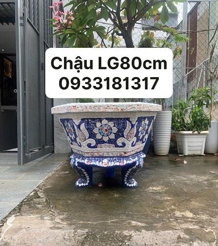 Chậu hoa _ chậu cảnh _ chậu hoa khảm miễng chén dĩa, ghép sành sứ _ ch