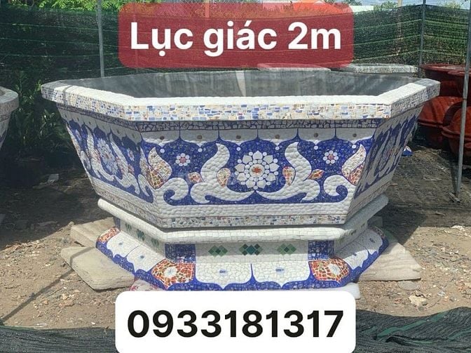 Chậu hoa _ chậu cảnh _ chậu hoa khảm miễng chén dĩa, ghép sành sứ _ ch
