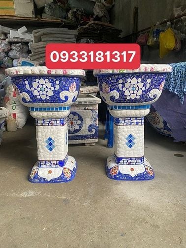 Chậu hoa _ chậu cảnh _ chậu hoa khảm miễng chén dĩa, ghép sành sứ _ ch
