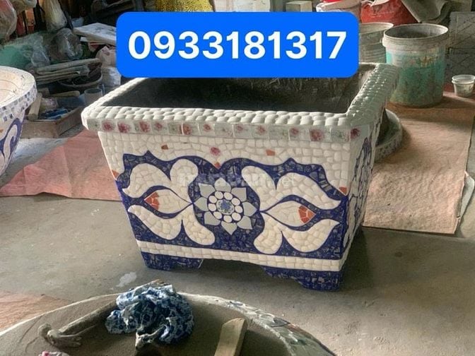 Chậu hoa _ chậu cảnh _ chậu hoa khảm miễng chén dĩa, ghép sành sứ _ ch