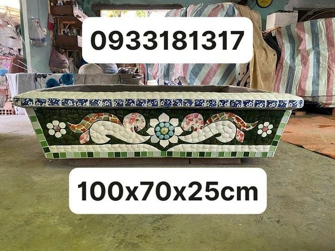 Chậu hoa _ chậu cảnh _ chậu hoa khảm miễng chén dĩa, ghép sành sứ _ ch