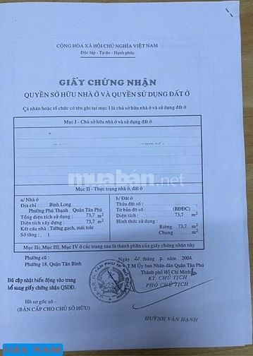 BÁN NHÀ GÓC 2 MẶT TIỀN KINH DOANH : 174 BÌNH LONG - P. PHÚ THẠNH - HCM