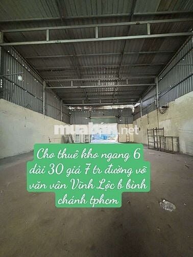 kho Thuê 6*30 Ấp 3 Đường Võ Văn Vân Vĩnh Lộc B. bình chánh