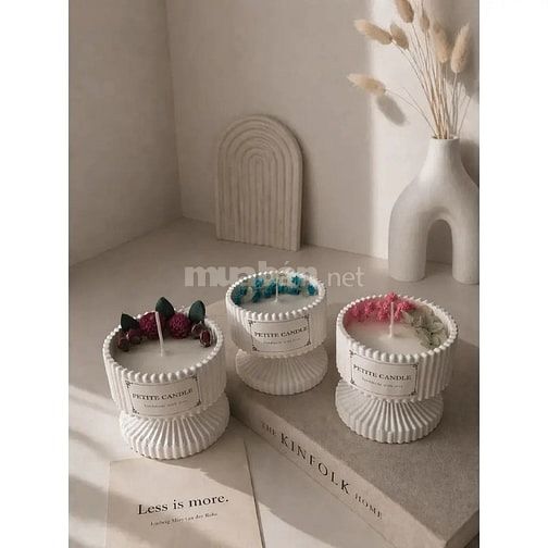 Nến Thơm Hũ Thạch Cao JN-QT18 Decor Hoa Khô Handmade Cao Cấp