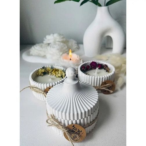 Nến Thơm Hũ Thạch Cao JN-QT18 Decor Hoa Khô Handmade Cao Cấp