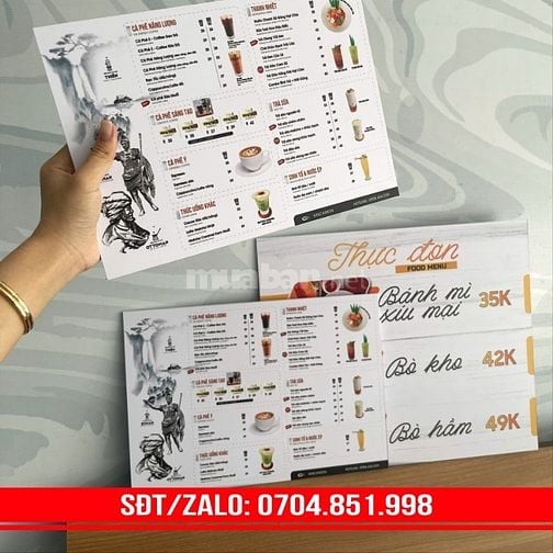IN MENU TẠI CẦN THƠ NHANH ĐẸP LẤY LIỀN VÀ RẺ