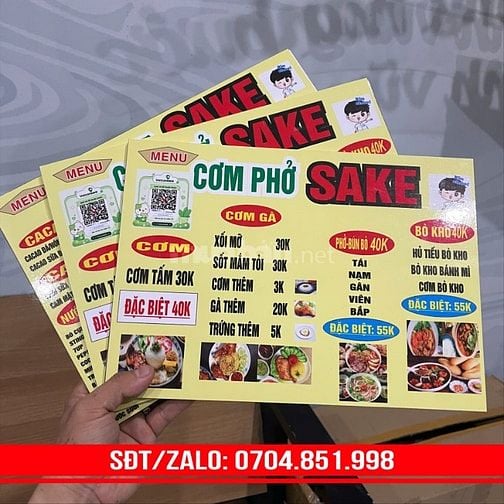 IN MENU TẠI CẦN THƠ NHANH ĐẸP LẤY LIỀN VÀ RẺ