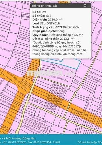 BÁN ĐẤT 2.754m² – 300m² THỔ CƯ – NỞ HẬU  – MẶT TIỀN ĐƯỜNG – NHƠN TRẠCH