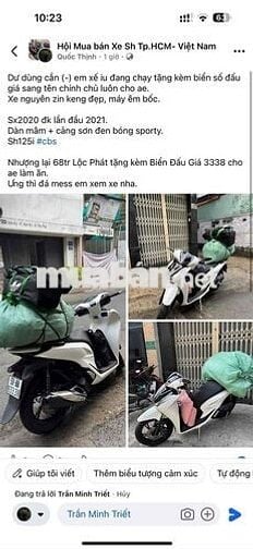 SH 125i 2020 Trắng BSTP 93338 Sang tên + biển đgia