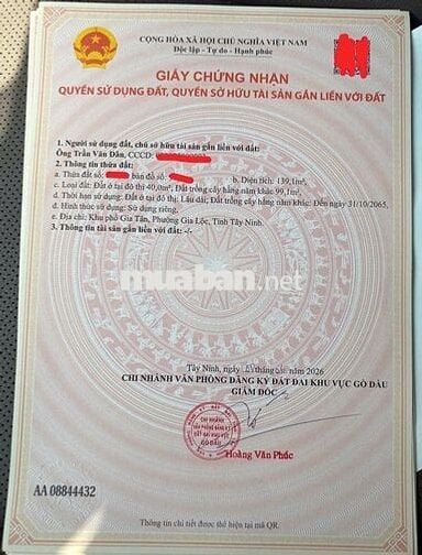  Lô Đất 140m2 Chỉ 1 Tỷ Gần TT Hành Chính T. Bàng Chỉ 5Ph Di Chuyển,SHR