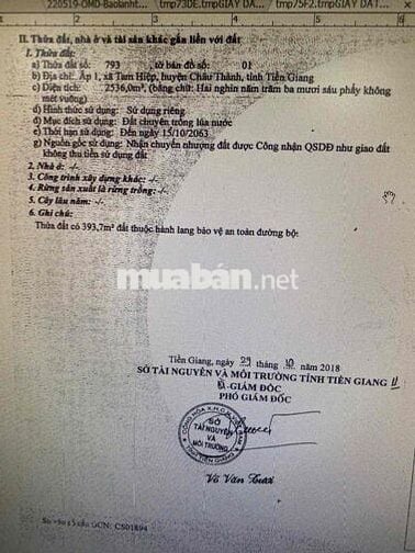 Chính chủ cần bán đất có giấy tờ đầy đủ mặt tiền đường 878 châu thành