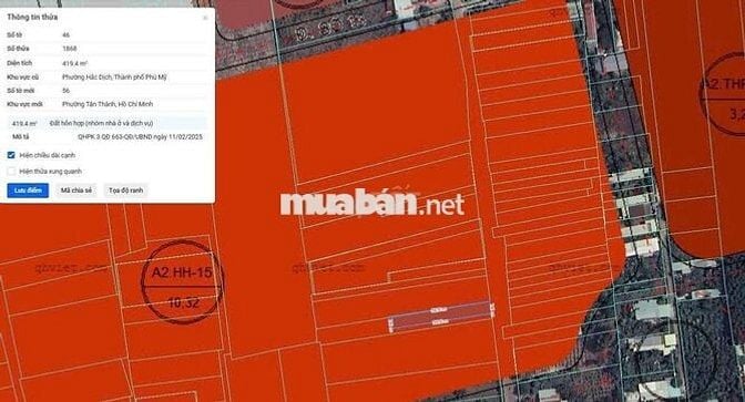 bán đất đường nhựa đặng xuân bảng trảng cát sát đmx,dt:7x60 giá 1.85ty