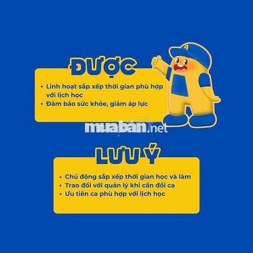 [LÀM NGAY, KO CẦN KN] PHỤC VỤ/PHA CHẾ/THU NGÂN QUẬ