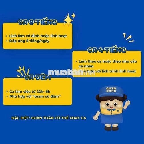 [LÀM NGAY, KO CẦN KN] PHỤC VỤ/PHA CHẾ/THU NGÂN QUẬ