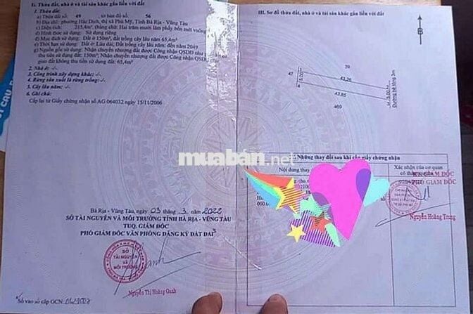 bán nhà cấp 4 ngay trung tâm hắc dịch,phú mỹ  dt:5x43 giá 1.65ty 