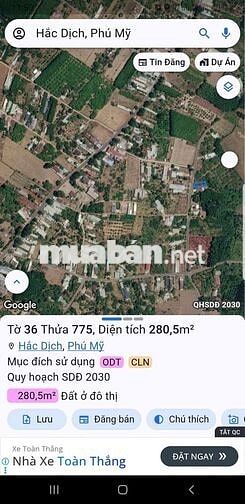 bán lô đất 10m khu dân cư đông,p.hắc dịch phú mỹ,dt:10x26 giá 1.65ty