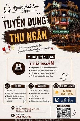 [***, KO CẦN KN] THU NGÂN QUÁN CÀ PHÊ