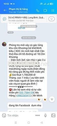 Cho thuê phòng trọ giá rẻ ninh kiều