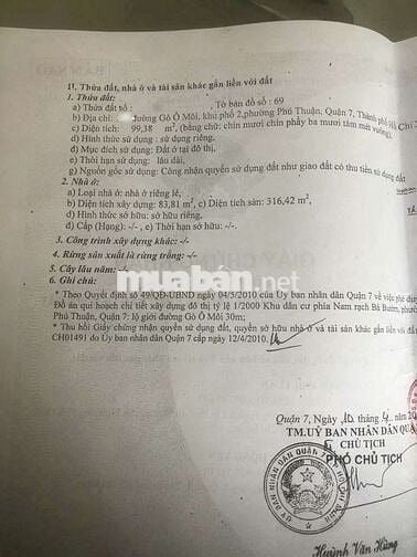 mặt tiền đường phú thuận cần bán gấp 