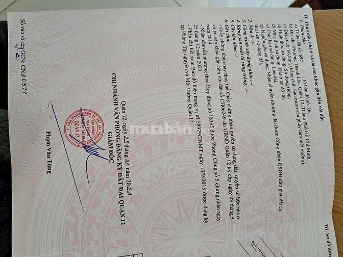 Bán đất đẹp 1/ hẻm xe hơi phường  Thạnh Lộc củ nay An Phú Đông Quận 12
