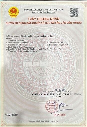 135m2 nền thổ cư đường ô tô xã Mỹ Bình