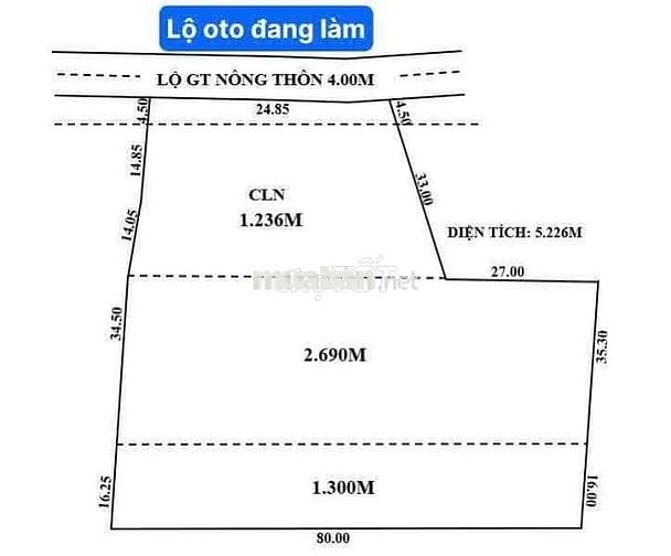 Bán hơn 5 công đất lộn 4m giao nhau với lộ 918 và vành đai phía Tây.